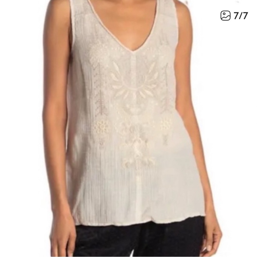 Johnny Was embroidered V-neck tank